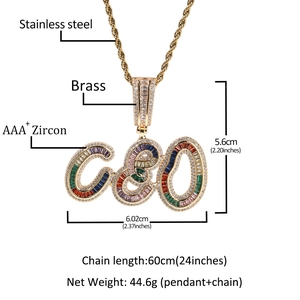 Hip Hop Custom CEO Buchstaben Anhänger Halskette mit AAA Zirkon Steinen und Edelstahlkette