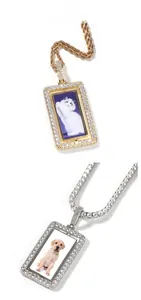 Détails des pendentifs photo personnalisés style hip hop en or et argent glacés