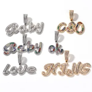 DIY Alphabet Anhänger Halskette Kupfer Zirkonia Iced Out Hip Hop Personalisierte Stil Seilkette Schmuck Für Herren Damen