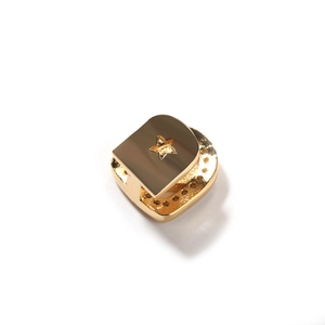 Grillz dentaire hip hop plaqué or avec étoile évidée et pierres de zircon brillantes