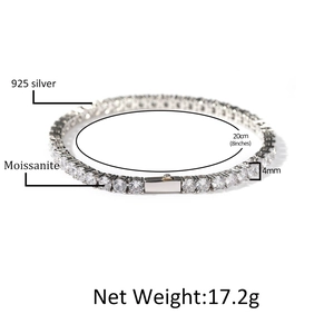 925 Ασήμι Moissanite Βραχιόλι Κολιέ Τένις Εξατομικευμένα Hip Hop Κοσμήματα για Άνδρες Γυναίκες Χρυσό Ασημί Αλυσίδα Αξεσουάρ