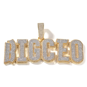 Ciondolo BIGCEO in oro con zirconi pavé scintillanti stile hip hop per uomo alla moda