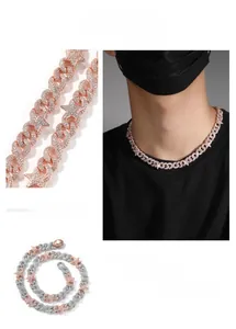 Close-up of 10mm hip hop cuban link necklace with star eye clasp and full diamonds