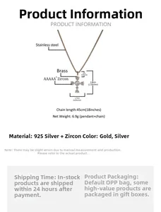 Detail view of S925 silver cross pendant with AAAAA+ zircon stones showing exact dimensions