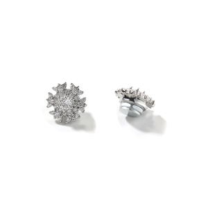 Detailed macro view showing the 8mm cubic zirconia snowflake magnetic stud earrings