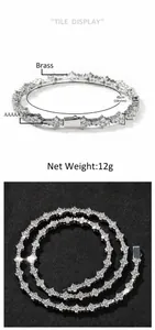 Dettaglio della catena tennis da 6mm in ottone argentato con zirconi AAAAA e chiusura a scatola
