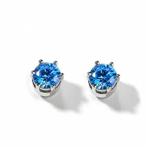 Hip Hop Brass Rhinestone Magnetic Stud Earrings No Piercing For Men Women Square Cross Snowflake Shape Fashion Jewelry