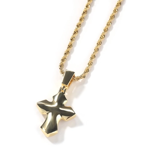 Goldene Halskette mit Kreuzanhänger, Zirkonia-Besatz und eleganter Kordelkette