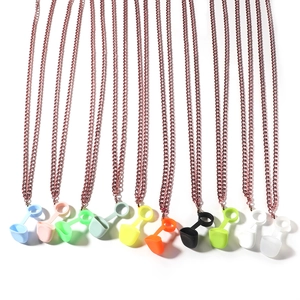 Hip hop style metal lanyards with colorful silicone rings for electronic devices