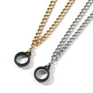 Polished gold and silver link chain lanyards with rubber rings for electronic devices