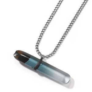 Silver metal neck chain with black silicone ring for device protection and easy carrying