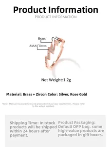 Detail view of copper lightning ring with zircon inlays and rose gold finish specifications