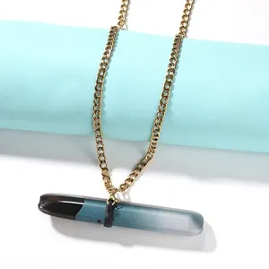Stainless Steel Cuban Chain Vape Lanyard Case Compatible With Relx Anti-Lost Silicone Ring Lanyard Jewelry Necklace