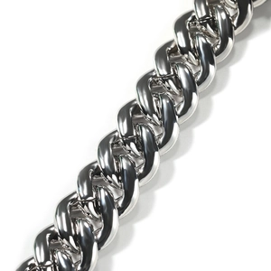 Heavy silver cuban link chain for men with polished mirror finish and hip hop style design