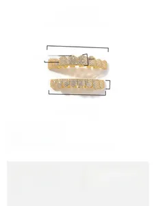 Detail view of hip hop grillz set with AAAAA+ cubic zirconia stones in honeycomb pattern