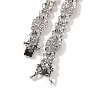 Iced out silver cuban link chain for men with micro-paved cubic zirconia stones