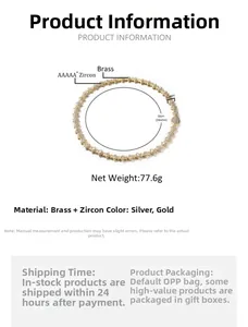 Detail showing 12mm width and 50cm length dimensions for this AAA zircon hip hop chain