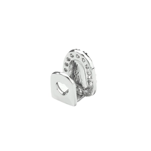 Hip hop silver tooth grillz with micro-pave cubic zirconia and hollow heart design