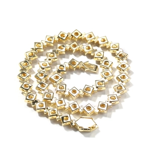 Hip hop style gold square link necklace with fold-over clasp for men in minimalist design