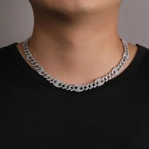 Iced Out Hip Hop Men Necklace Bracelet Copper Zirconia Pave Cuban Link Marina Pig Nose Chain Streetwear Jewelry Gold Silver