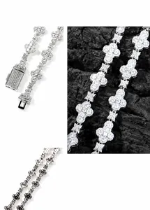 Detailed macro view of 10mm iced out cross link chain with shimmering crystal rhinestones