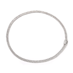 Classic 6mm silver hip-hop Cuban link necklace with iced out pave moissanite stones