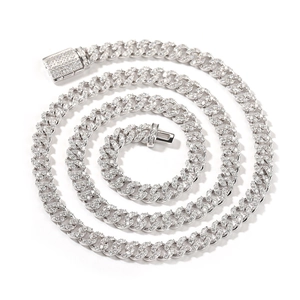 Men's 6mm 925 silver moissanite Cuban link chain necklace with iced out box clasp