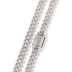 Hip Hop 925 Sterling Silver Moissanite Cuban Link Chain Necklace For Men Iced Out Pavé Street Style Jewelry Bracelet