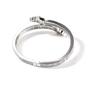 Hip Hop Silber Afrika Karte Armband mit doppelreihigen Zirkonia im modernen geometrischen Stil