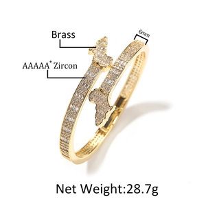 Goldenes Messingarmband für Herren mit Afrika-Karte und AAAAA+ Zirkonia-Besatz