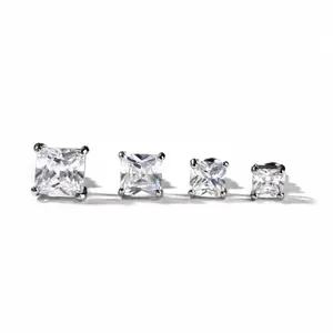 Boucles d'Oreilles Clous Hip Hop en Cuivre et Zircone pour Hommes Femmes Géométriques Carré Cœur Étoile Bijoux Minimalistes