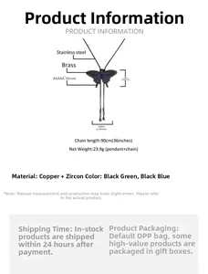 Detaillierte Größentabelle und Materialinfo für Schmetterlings-Bolo-Tie mit 5A Zirkon