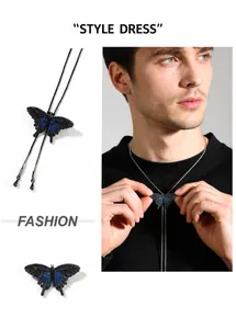 Detailansicht der Schmetterlingskette mit 5A Zirkonia und Hip-Hop Bolo Tie Designelementen