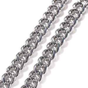Chaîne cubaine argentée polie pour hommes avec un design hip hop de 12 mm