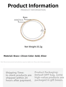 Collier tennis doré 5mm avec zircons AAAAA+ montrant les dimensions et spécifications