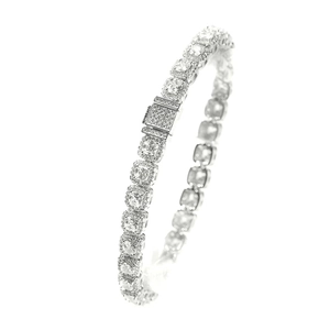 Macro view of iced-out 7mm cushion-cut stones and halo setting on this hip-hop chain