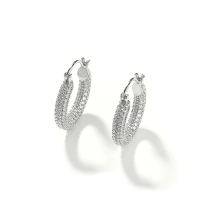 Orecchini a cerchio in zircone cubico argento stile hiphop unisex vista principale