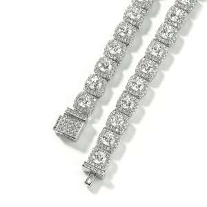 Iced out 7mm cubic zirconia cuban chain link necklace for men in silver finish