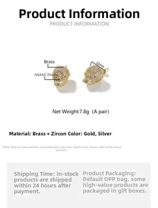 Détail des boucles d'oreilles crâne avec micro-incrustations de zircone en or et argent