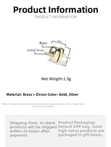 Detail specifications of brass single tooth grillz with AAAAA+ zircon inlay and dimensions