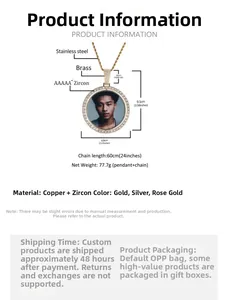 Detailed size chart for oversized rotating picture frame pendant with sparkling cubic zirconia