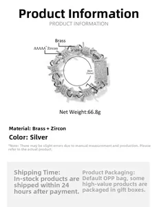 Detailed specs of the silver punk thorn chain with AAAAA+ zircons and 19mm width