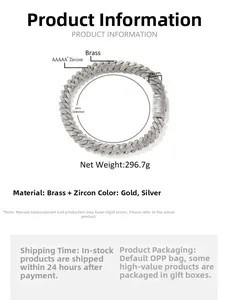 Spécifications détaillées de la chaîne cubaine 20mm sertie de zircons AAAAA+