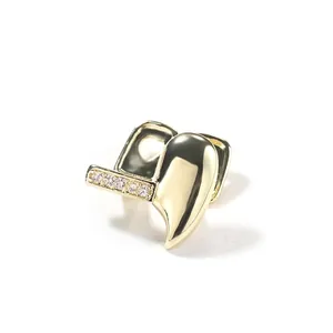Hip Hop Grillz Single Tooth Cap Brass Zircon Inlaid Gold Silver Trendy Mouth Jewelry For Party Performance Street Unisex