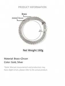 Close-up detail of 18mm Cuban link necklace featuring handset AAAAA+ baguette zirconia