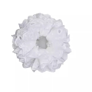 Chouchou élégant en dentelle blanche pour femme, grand élastique en tissu pour queue de cheval