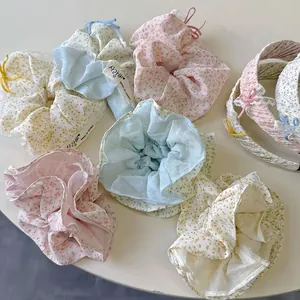 Koreaanse Stijl Bloemen Scrunchies Hoofdbanden Haarklemmen Set Zoete Kant Strik Stoffen Haarelastiekjes Voor Dames Meisjes