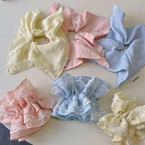 Chouchou en Dentelle Style Français Doux Élégant Tissu Jacquard Corde à Cheveux pour Femmes Accessoires de Cheveux Haute Élasticité Ruban Écharpe