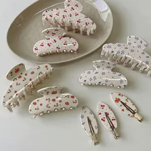 Pinza per Capelli in Acetato Vintage Francese Motivo Floreale Ciliegia Strass Dolce Fatto a Mano Accessori Capelli Donna Decorazione Quotidiana