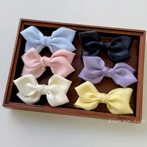 Satin Bow Hair Clips For Women Girls Elegant Fabric Bowknot Alligator Clips Side Fringe Hairpin Sweet Korean Style Headwear Accessories